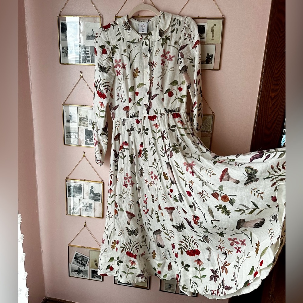 Son De Flor Woodland Wonder Classic Dress Long Sleeves - XS - Vintage Style EUC